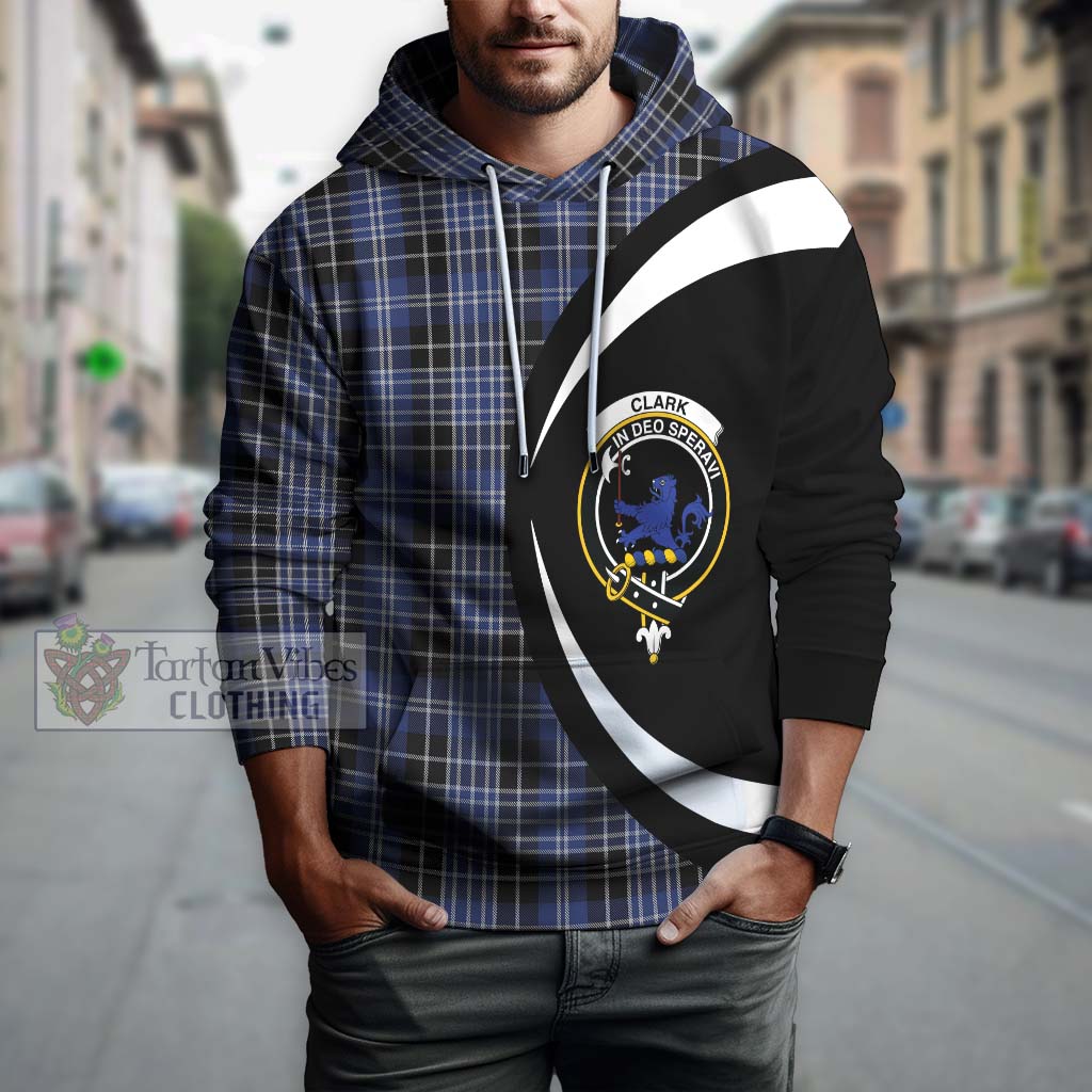 Tartan Vibes Clothing Clark (Lion) Tartan Hoodie with Family Crest Circle Style