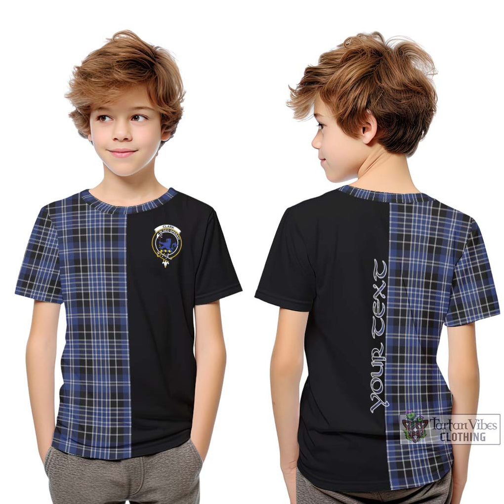 Clark (Lion) Tartan Kid T-Shirt with Family Crest and Half Of Me Style Youth XL Size14 - Tartanvibesclothing Shop