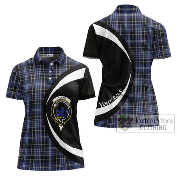 Clark (Lion) Tartan Women's Polo Shirt with Family Crest Circle Style