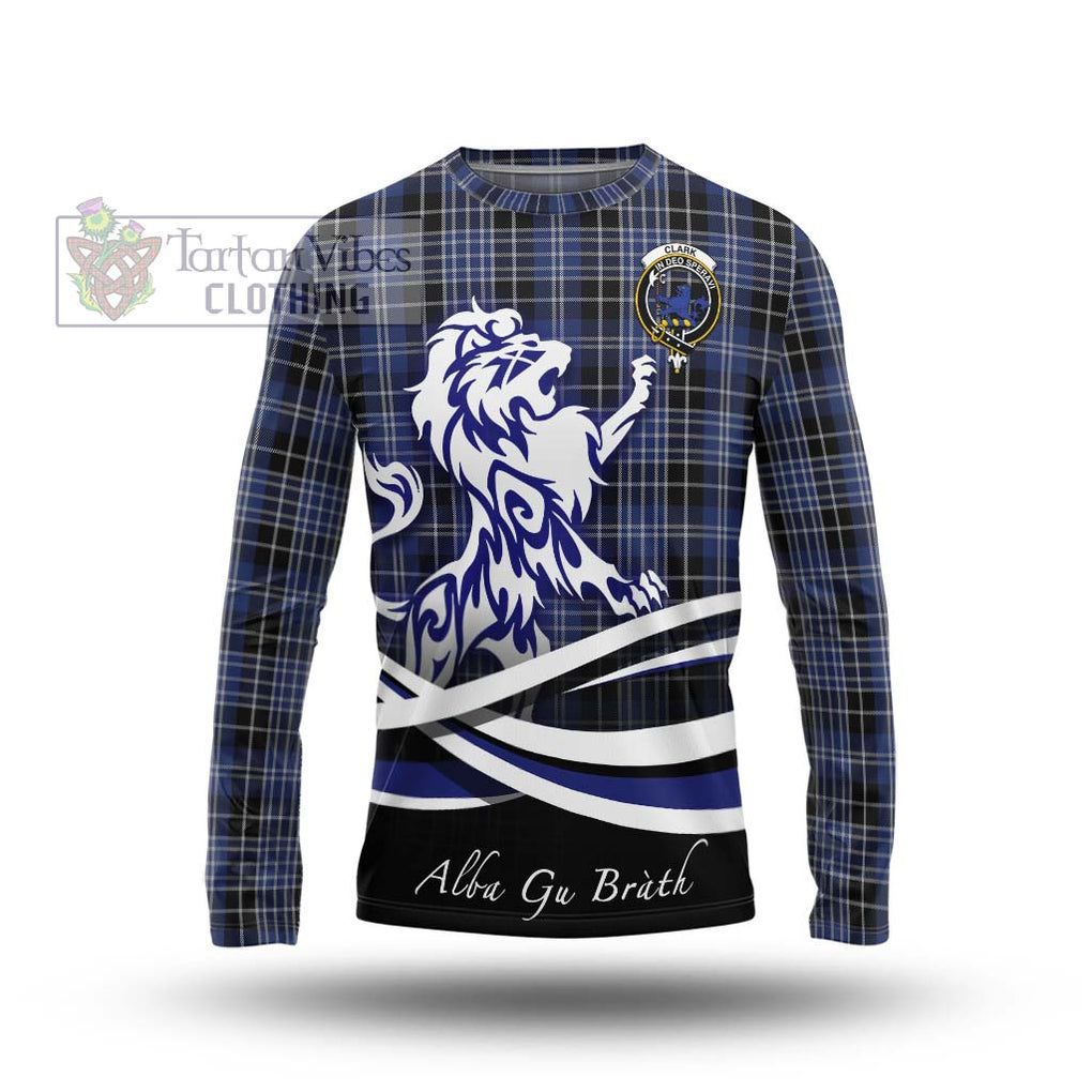 Clark (Lion) Tartan Long Sleeve T-Shirt with Alba Gu Brath Regal Lion Emblem Unisex - Tartanvibesclothing Shop