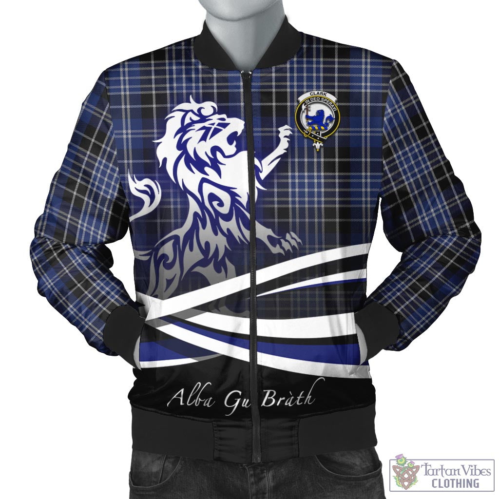 Tartan Vibes Clothing Clark (Lion) Tartan Bomber Jacket with Alba Gu Brath Regal Lion Emblem