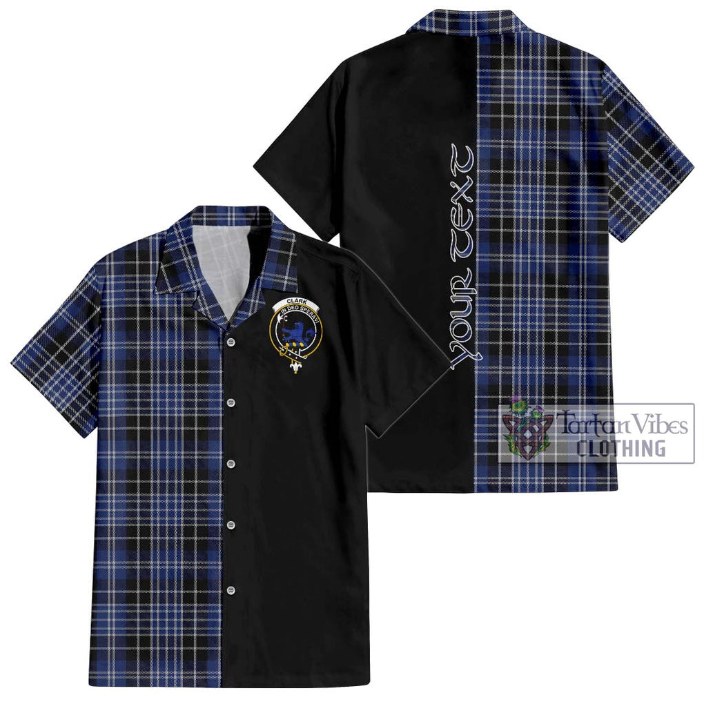 Clark (Lion) Tartan Short Sleeve Button Shirt with Family Crest and Half Of Me Style Kid - Tartanvibesclothing Shop