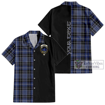 Clark (Lion) Tartan Short Sleeve Button Shirt with Family Crest and Half Of Me Style