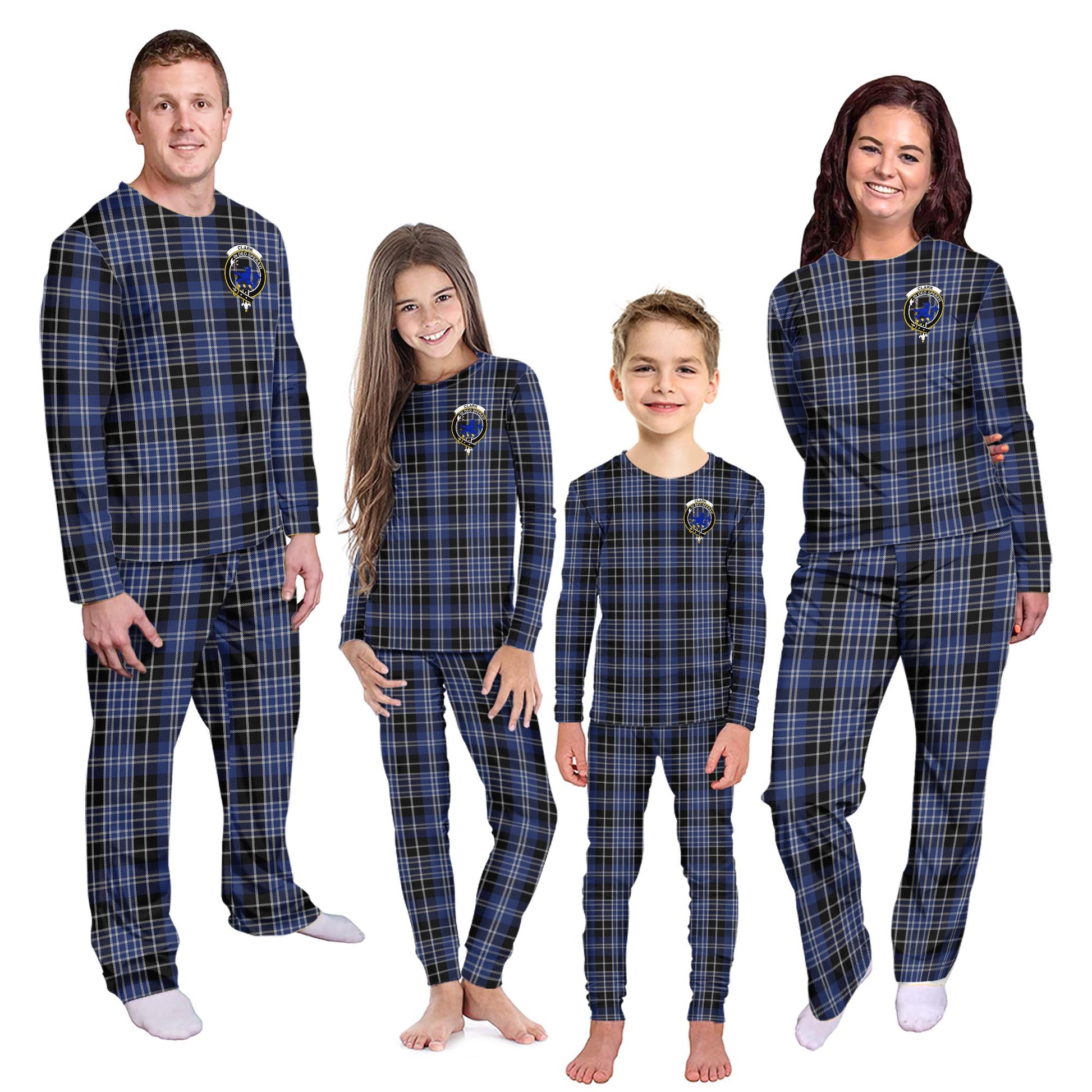 Clark (Lion) Tartan Pajamas Family Set with Family Crest Kid - Tartan Vibes Clothing