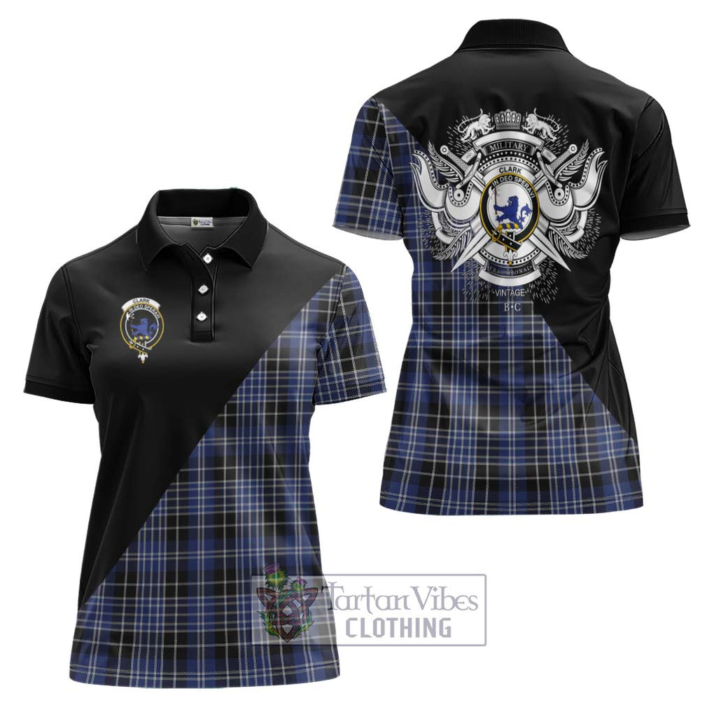 Clark (Lion) Tartan Women's Polo Shirt with Family Crest and Military Logo Style Women - Tartanvibesclothing Shop