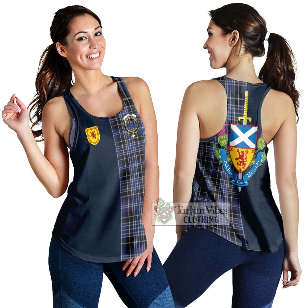 Tartan Vibes Clothing Clark (Lion) Tartan Women's Racerback Tanks with Scottish Lion Royal Arm Half Style