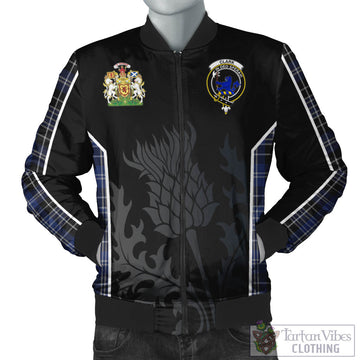 Clark (Lion) Tartan Bomber Jacket with Family Crest and Scottish Thistle Vibes Sport Style