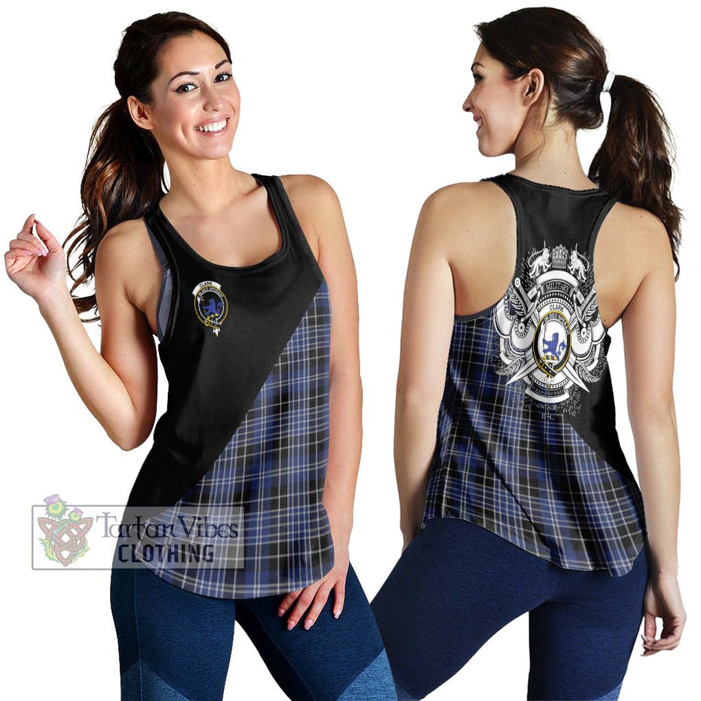 Clark (Lion) Tartan Women's Racerback Tanks with Family Crest and Military Logo Style 4XL - Tartanvibesclothing Shop