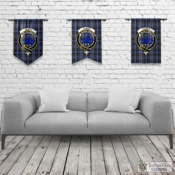 Clark (Lion) Tartan Gonfalon, Tartan Banner with Family Crest