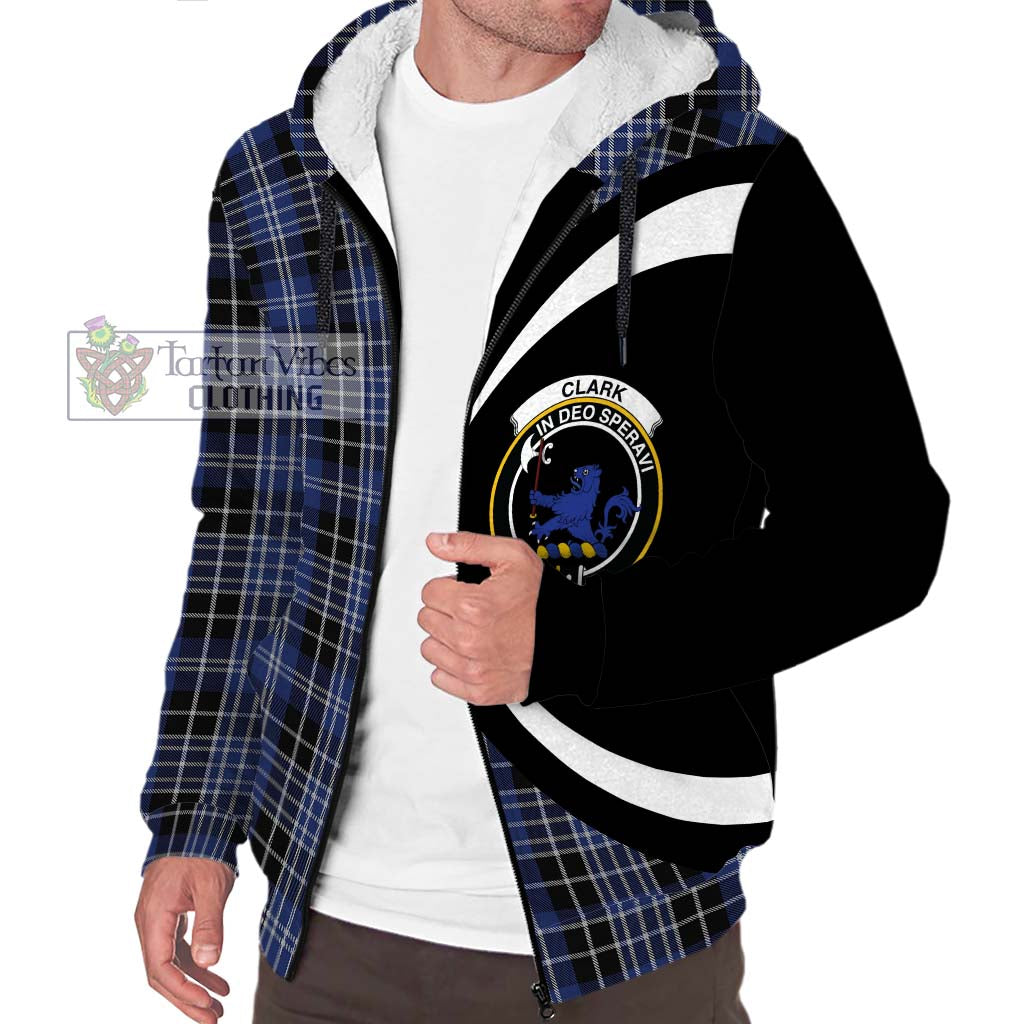 Clark (Lion) Tartan Sherpa Hoodie with Family Crest Circle Style Unisex S - Tartan Vibes Clothing