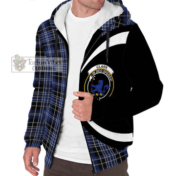 Clark (Lion) Tartan Sherpa Hoodie with Family Crest Circle Style