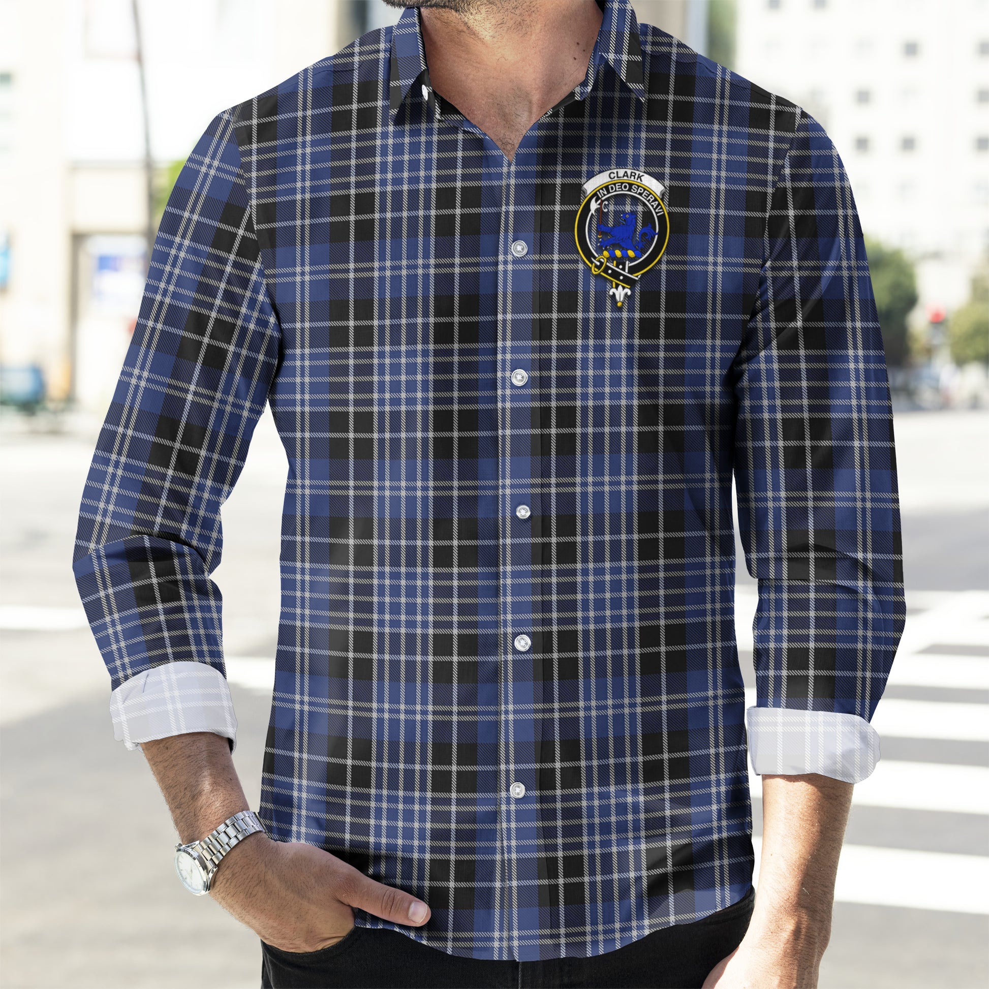 clark-lion-tartan-long-sleeve-button-up-shirt-with-family-crest