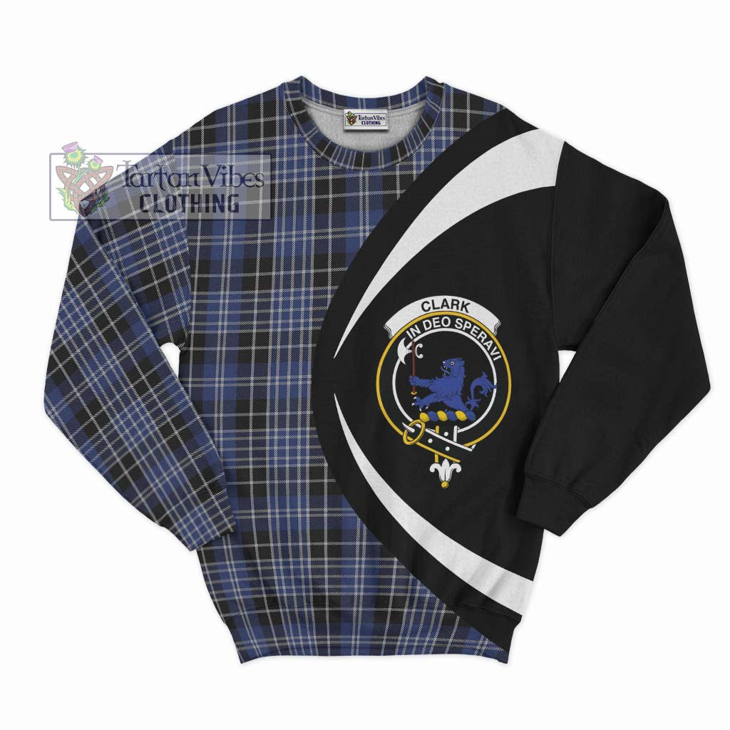 Clark (Lion) Tartan Sweatshirt with Family Crest Circle Style Unisex - Tartan Vibes Clothing