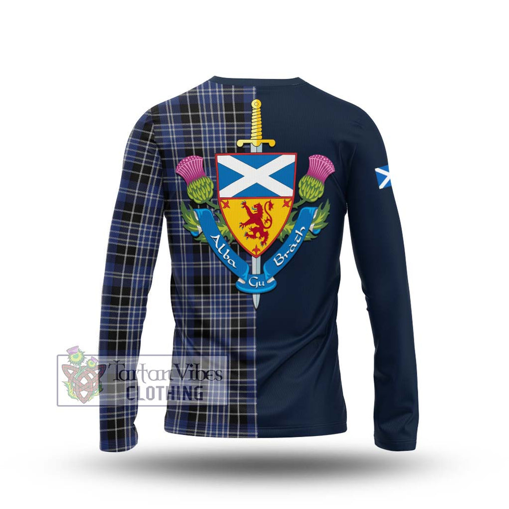 Tartan Vibes Clothing Clark (Lion) Tartan Long Sleeve T-Shirt with Scottish Lion Royal Arm Half Style