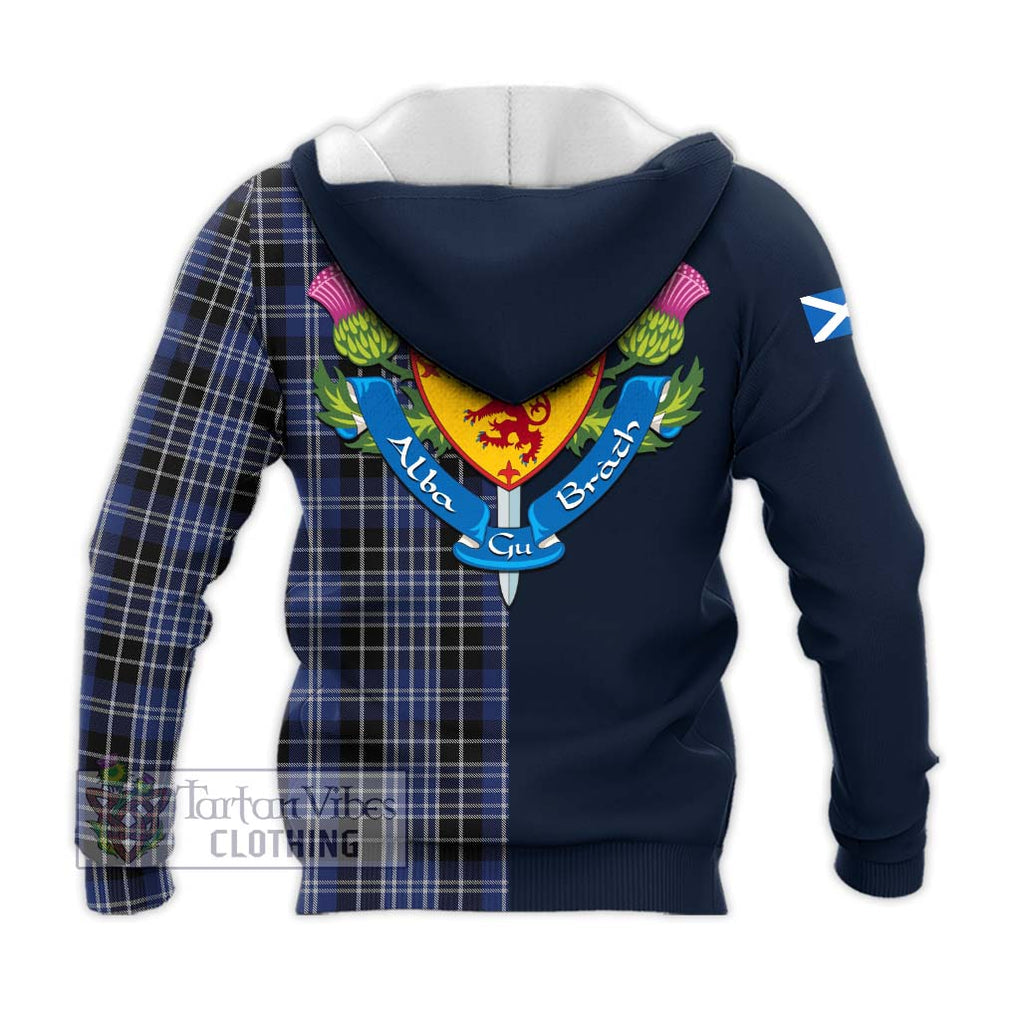 Tartan Vibes Clothing Clark (Lion) Tartan Knitted Hoodie with Scottish Lion Royal Arm Half Style