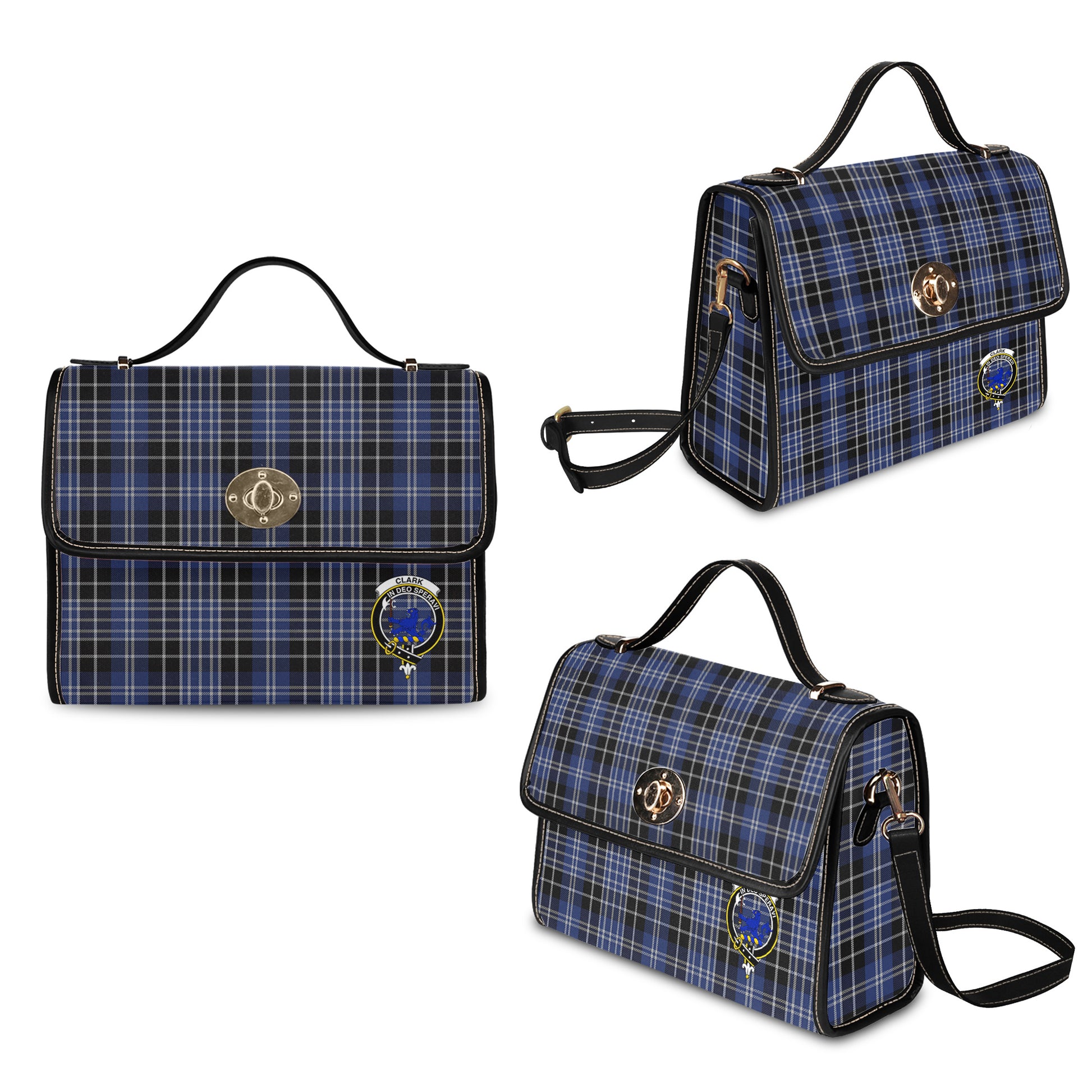 clark-lion-tartan-leather-strap-waterproof-canvas-bag-with-family-crest