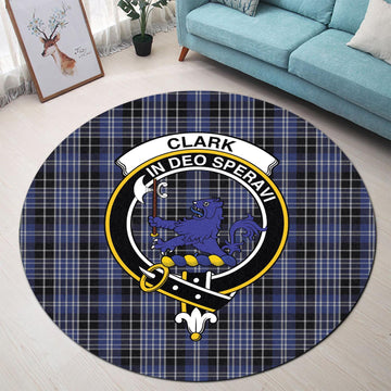 Clark (Lion) Tartan Round Rug with Family Crest