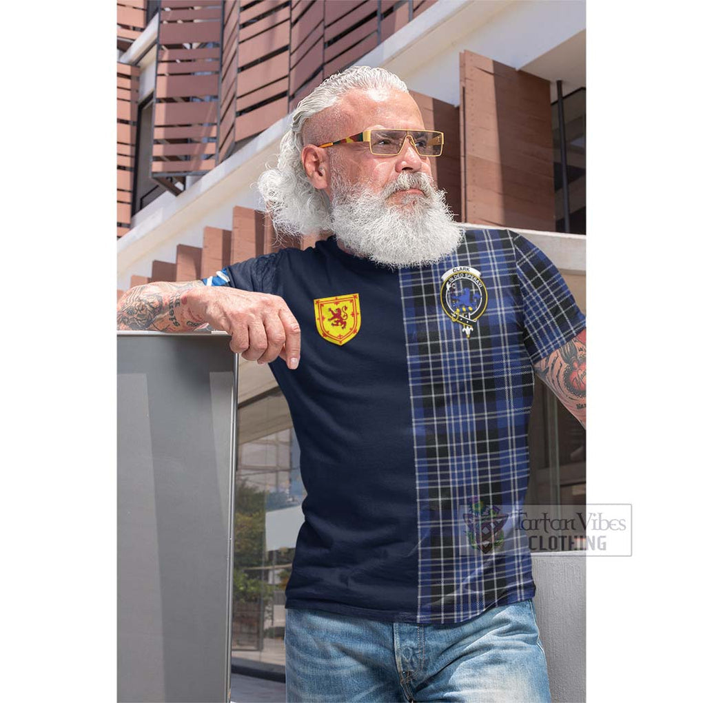 Tartan Vibes Clothing Clark (Lion) Tartan Cotton T-shirt with Scottish Lion Royal Arm Half Style