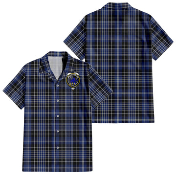 Clark (Lion) Tartan Short Sleeve Button Down Shirt with Family Crest