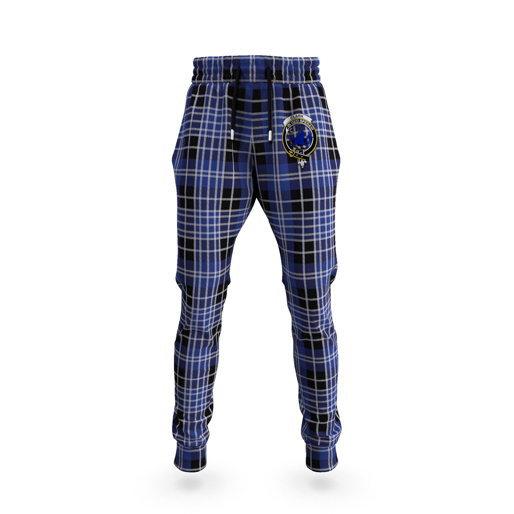 Clark (Lion) Tartan Joggers Pants with Family Crest 5XL - Tartan Vibes Clothing