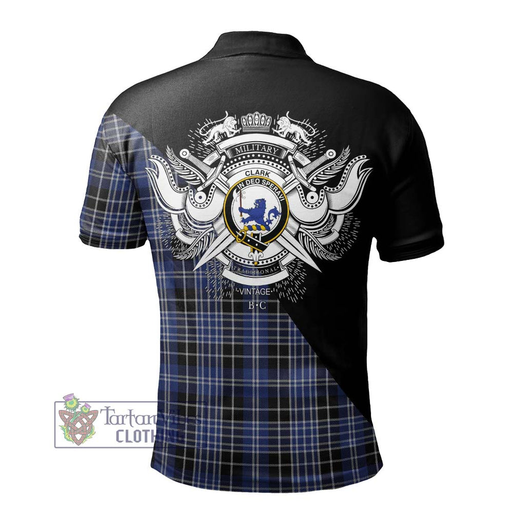 Clark (Lion) Tartan Polo Shirt with Family Crest and Military Logo Style - Tartanvibesclothing Shop