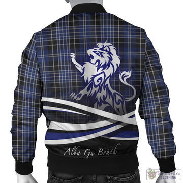 Clark (Lion) Tartan Bomber Jacket with Alba Gu Brath Regal Lion Emblem