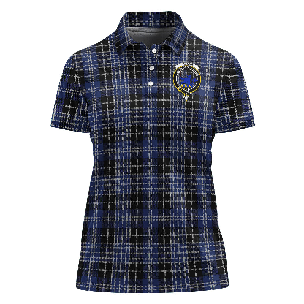 Clark (Lion) Tartan Polo Shirt with Family Crest For Women - Tartan Vibes Clothing