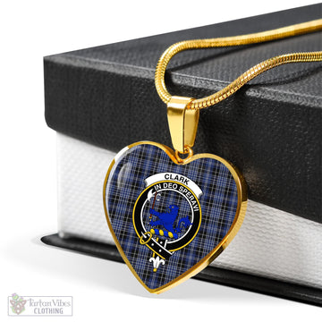 Clark (Lion) Tartan Heart Necklace with Family Crest