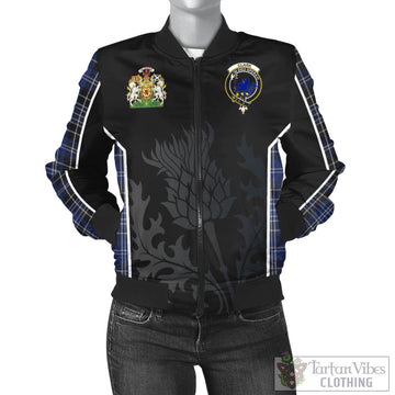 Clark (Lion) Tartan Bomber Jacket with Family Crest and Scottish Thistle Vibes Sport Style