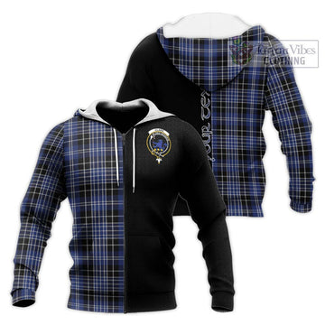 Clark (Lion) Tartan Knitted Hoodie with Family Crest and Half Of Me Style