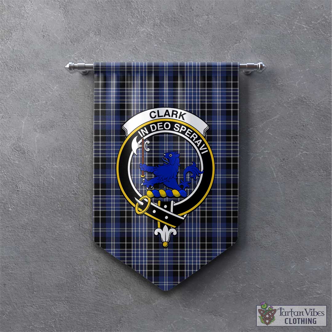 Tartan Vibes Clothing Clark (Lion) Tartan Gonfalon, Tartan Banner with Family Crest