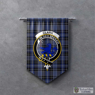 Clark (Lion) Tartan Gonfalon, Tartan Banner with Family Crest