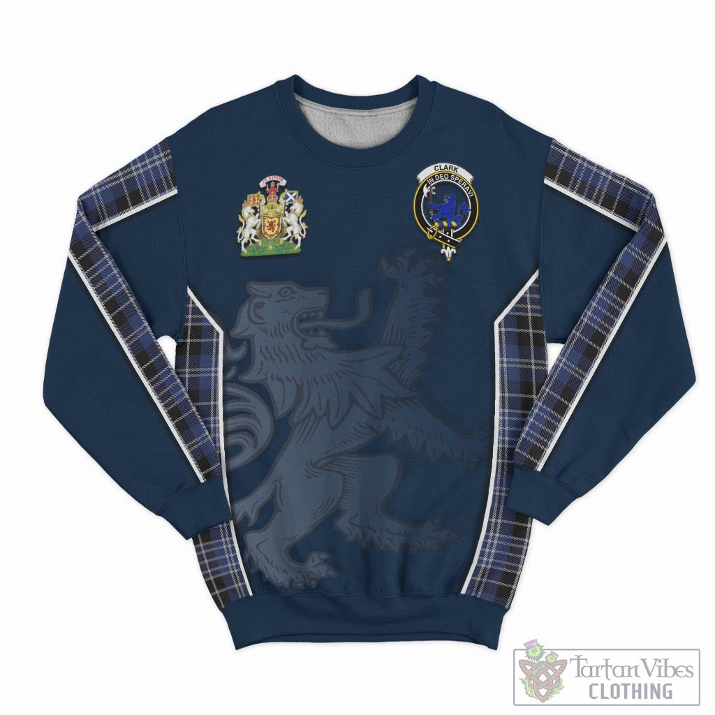 Tartan Vibes Clothing Clark (Lion) Tartan Sweater with Family Crest and Lion Rampant Vibes Sport Style