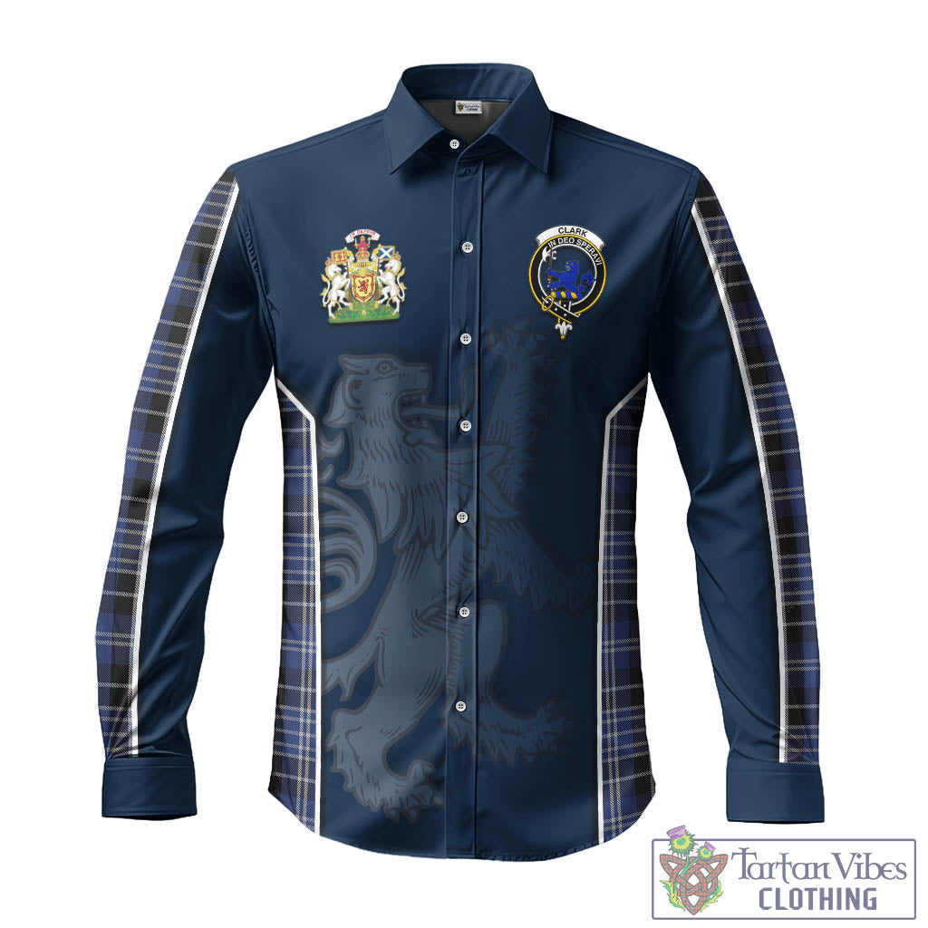 Tartan Vibes Clothing Clark (Lion) Tartan Long Sleeve Button Up Shirt with Family Crest and Lion Rampant Vibes Sport Style