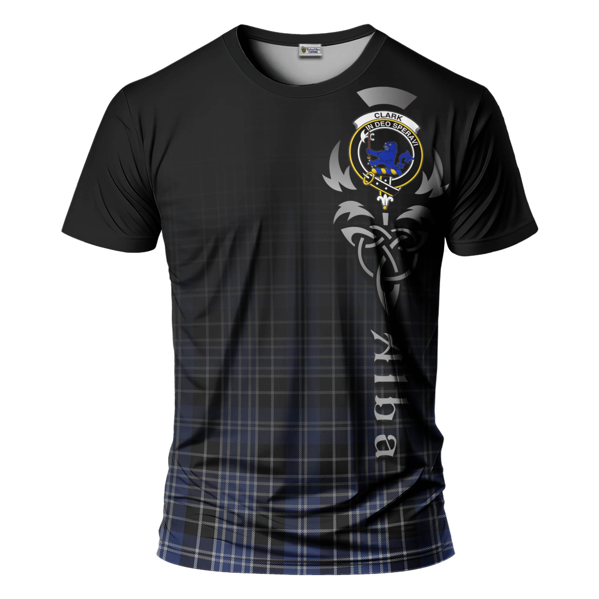 Tartan Vibes Clothing Clark (Lion) Tartan T-Shirt Featuring Alba Gu Brath Family Crest Celtic Inspired