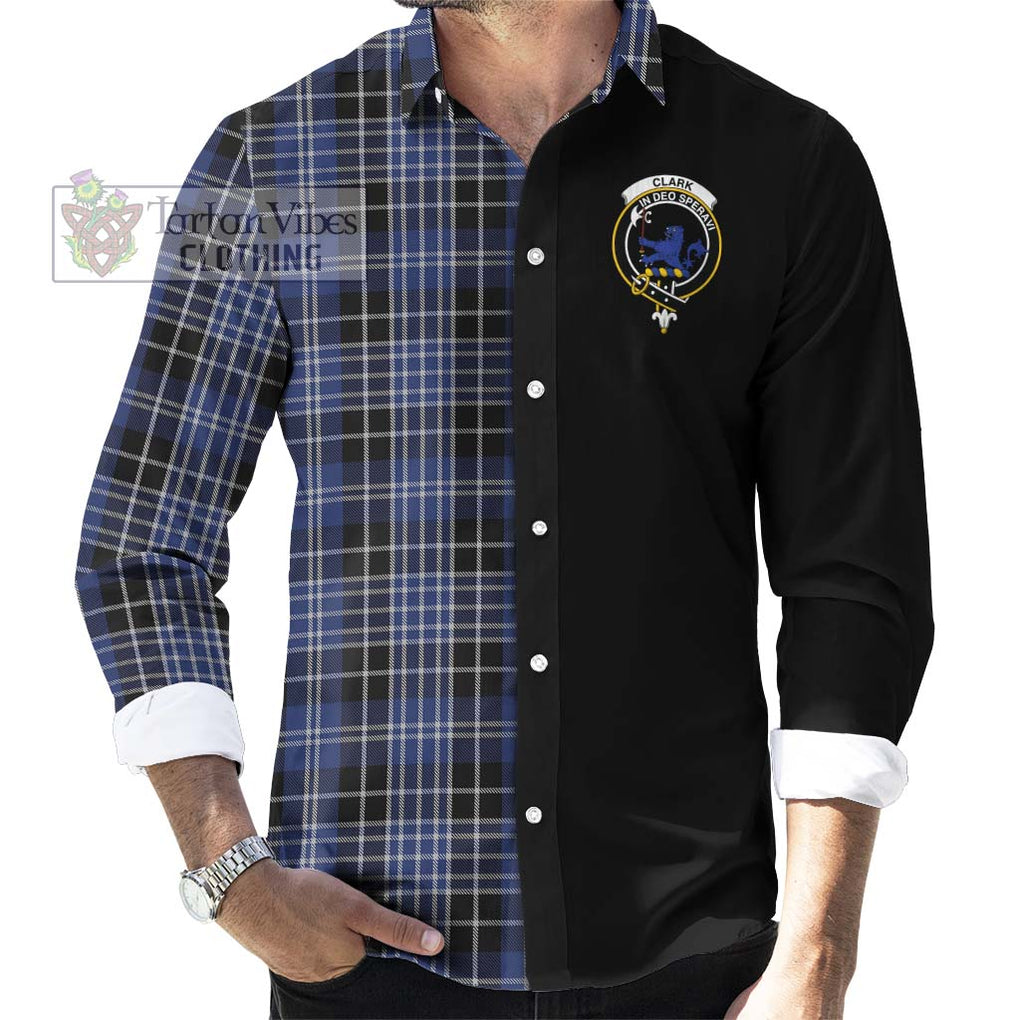 Clark (Lion) Tartan Long Sleeve Button Shirt with Family Crest and Half Of Me Style - Tartanvibesclothing Shop