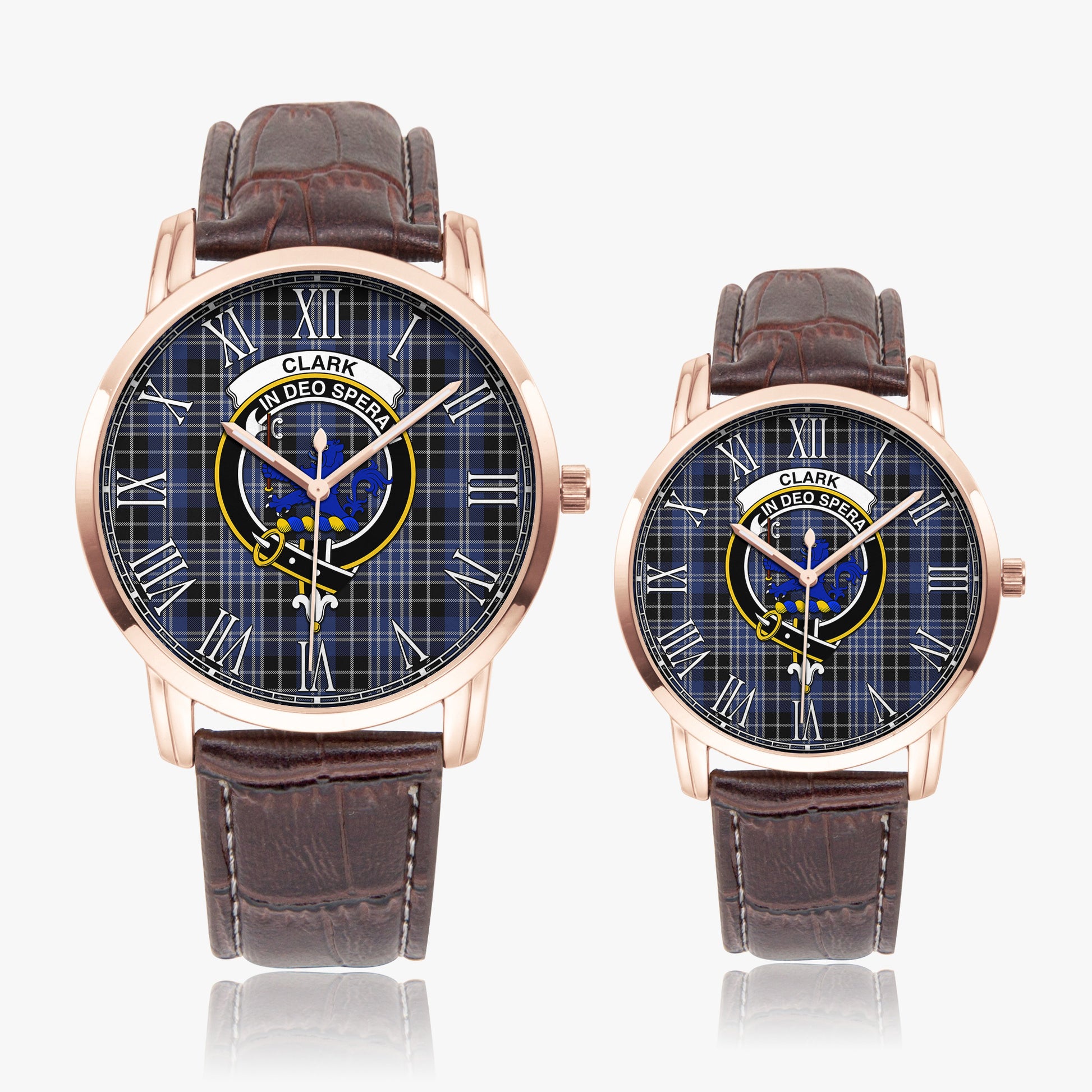 Clark (Lion) Tartan Family Crest Leather Strap Quartz Watch - Tartanvibesclothing