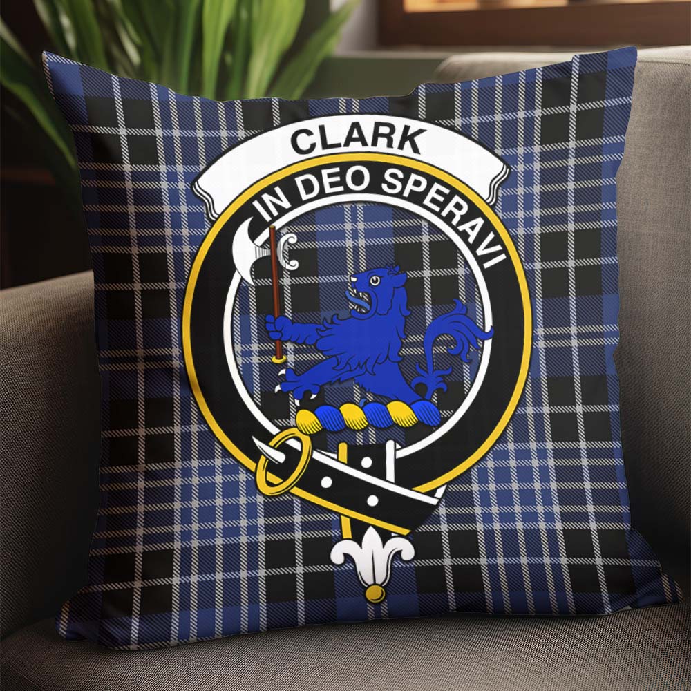 Clark (Lion) Tartan Pillow Cover with Family Crest - Tartanvibesclothing