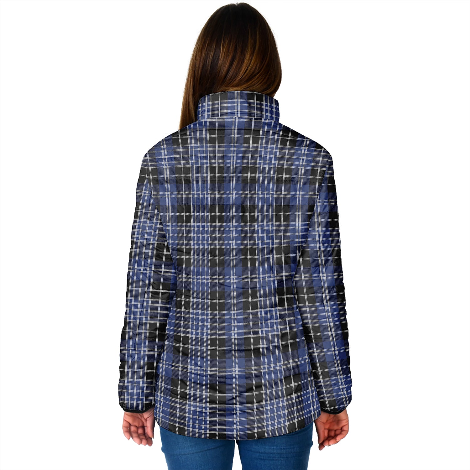 Clark (Lion) Tartan Padded Jacket with Family Crest - Tartan Vibes Clothing