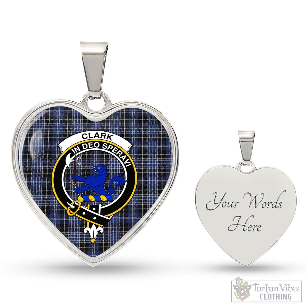 Tartan Vibes Clothing Clark (Lion) Tartan Heart Necklace with Family Crest