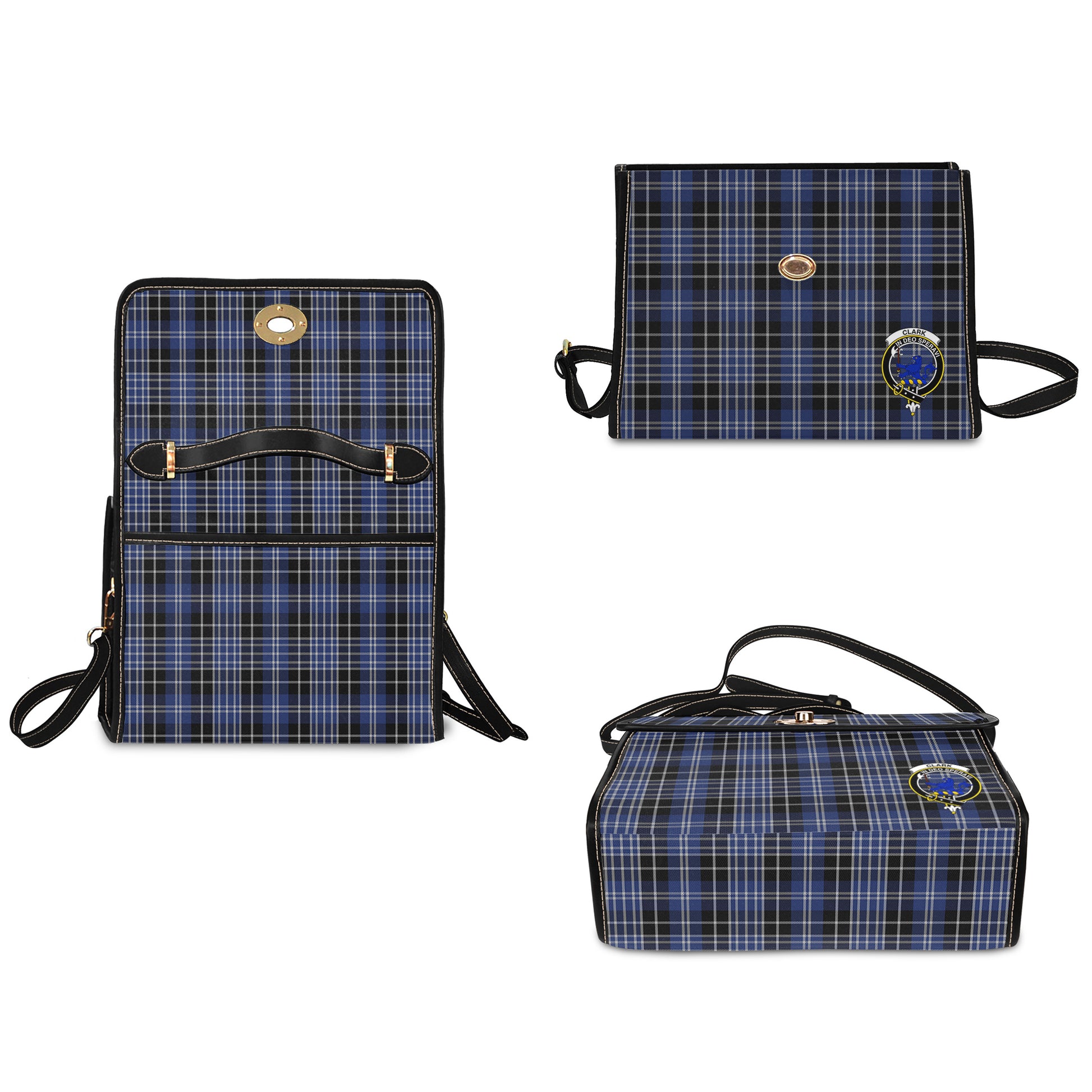 clark-lion-tartan-leather-strap-waterproof-canvas-bag-with-family-crest