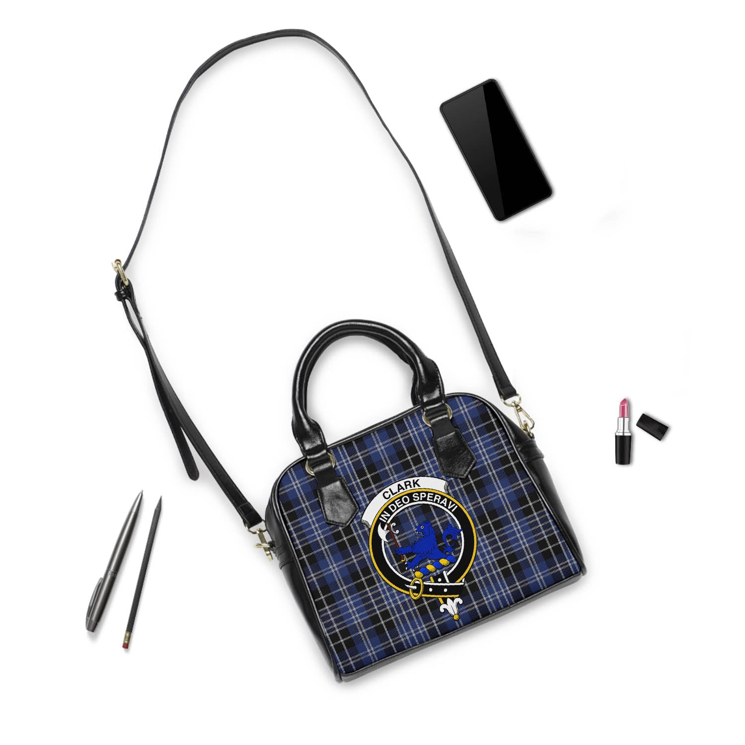 Clark (Lion) Tartan Shoulder Handbags with Family Crest - Tartanvibesclothing