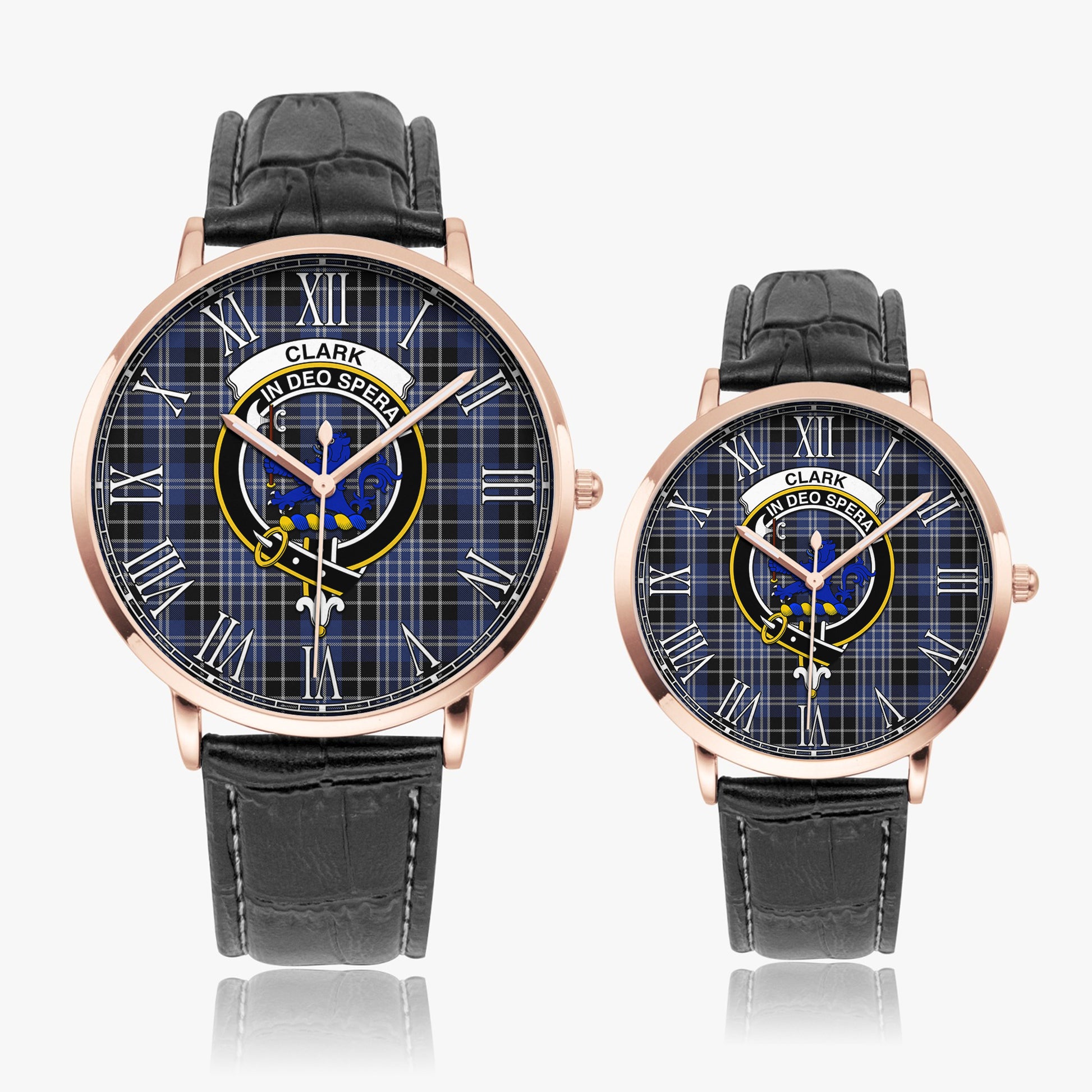 Clark (Lion) Tartan Family Crest Leather Strap Quartz Watch - Tartanvibesclothing