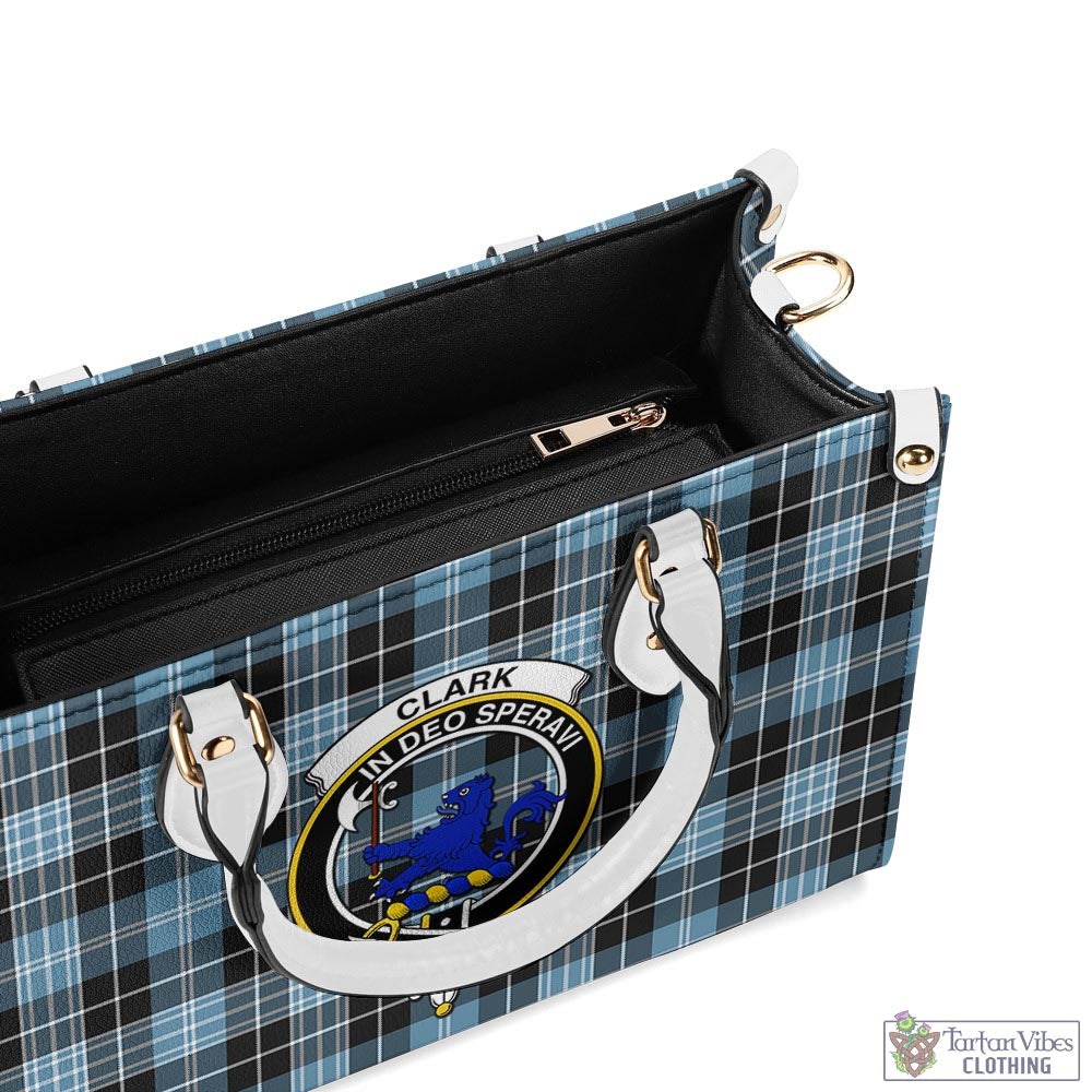 Tartan Vibes Clothing Clark (Lion) Ancient Tartan Luxury Leather Handbags with Family Crest