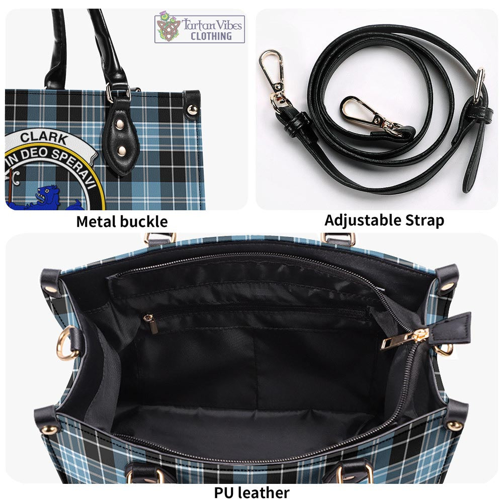 Tartan Vibes Clothing Clark (Lion) Ancient Tartan Luxury Leather Handbags with Family Crest