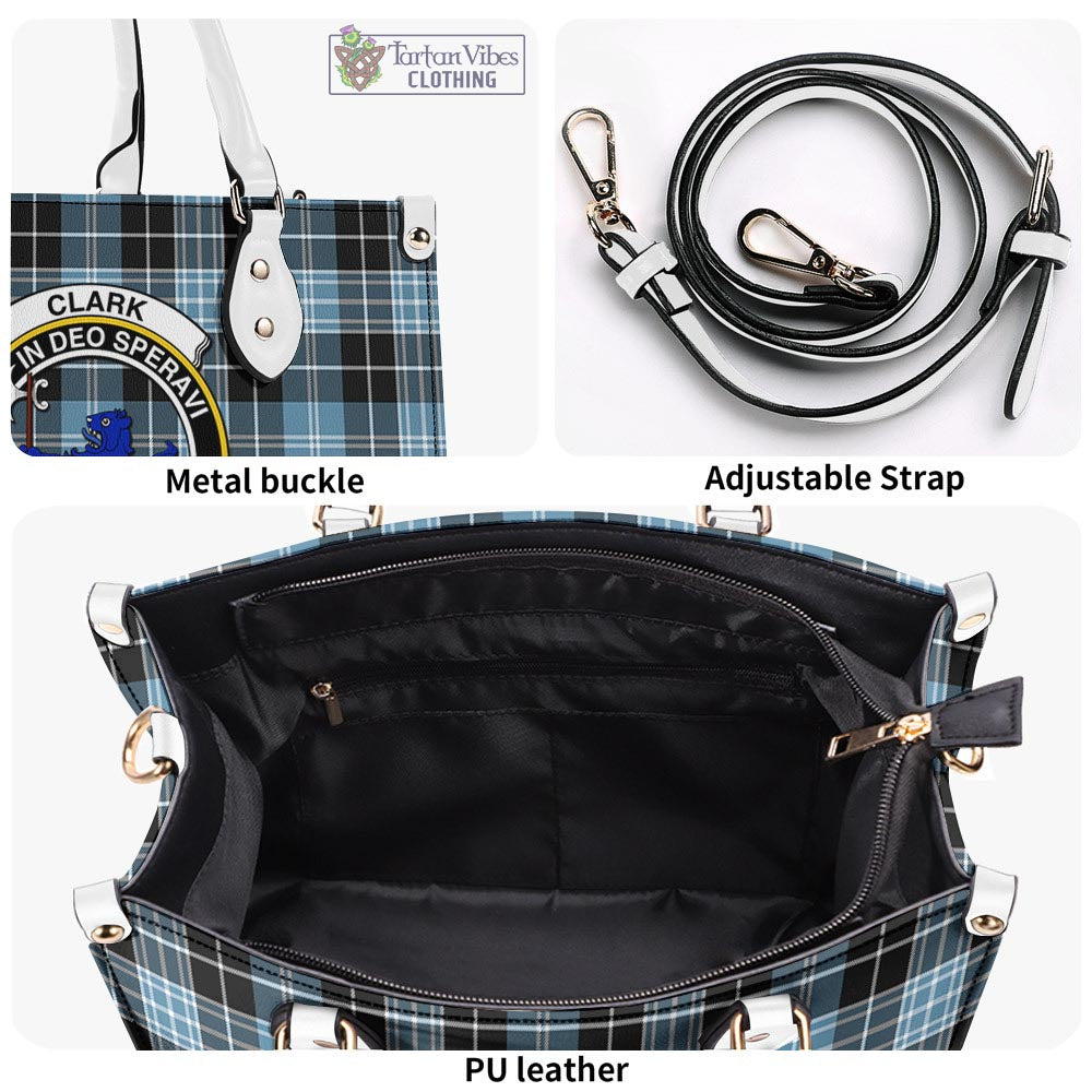 Tartan Vibes Clothing Clark (Lion) Ancient Tartan Luxury Leather Handbags with Family Crest