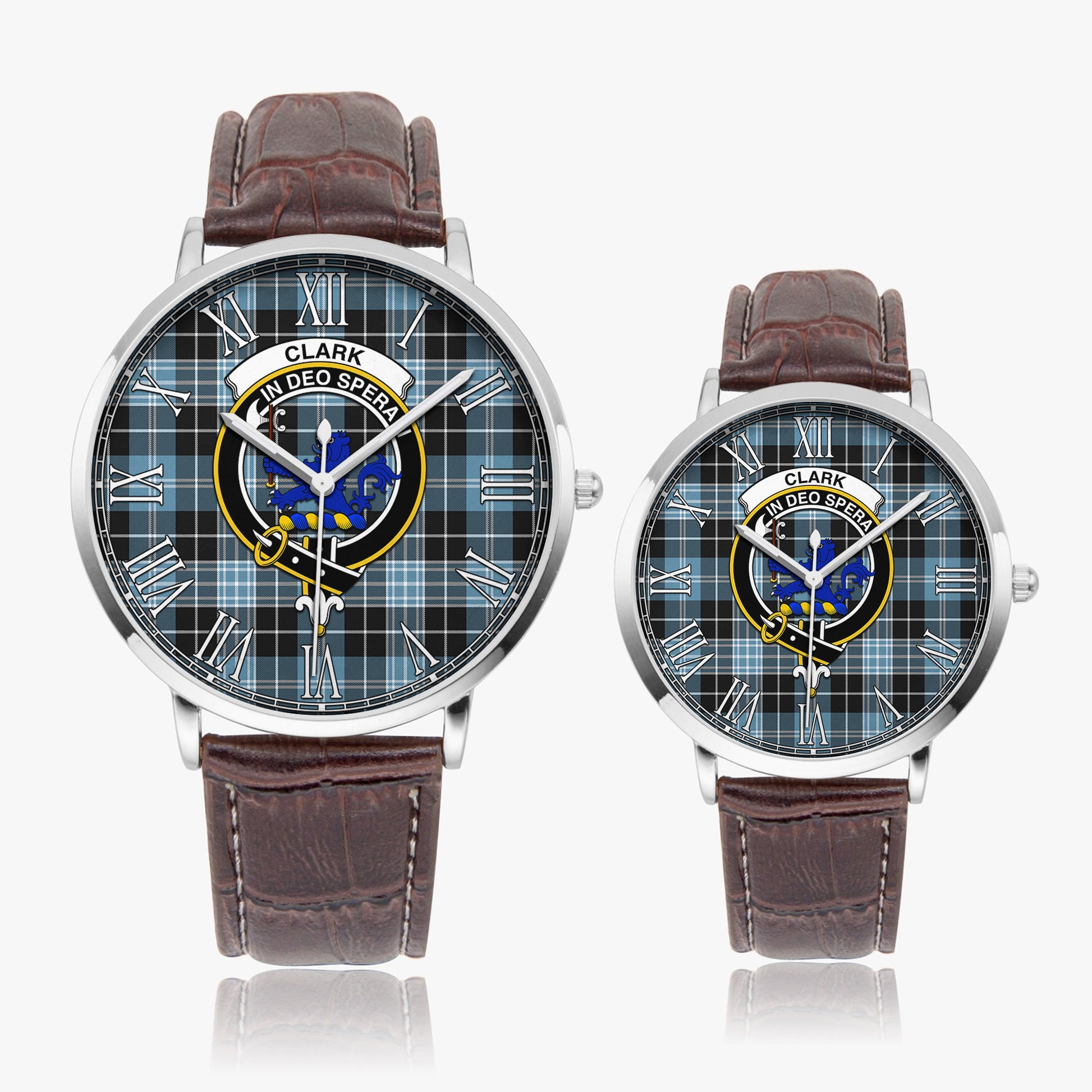 Clark (Lion) Ancient Tartan Family Crest Leather Strap Quartz Watch - Tartanvibesclothing