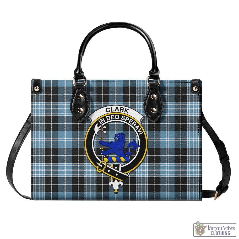 Tartan Vibes Clothing Clark (Lion) Ancient Tartan Luxury Leather Handbags with Family Crest