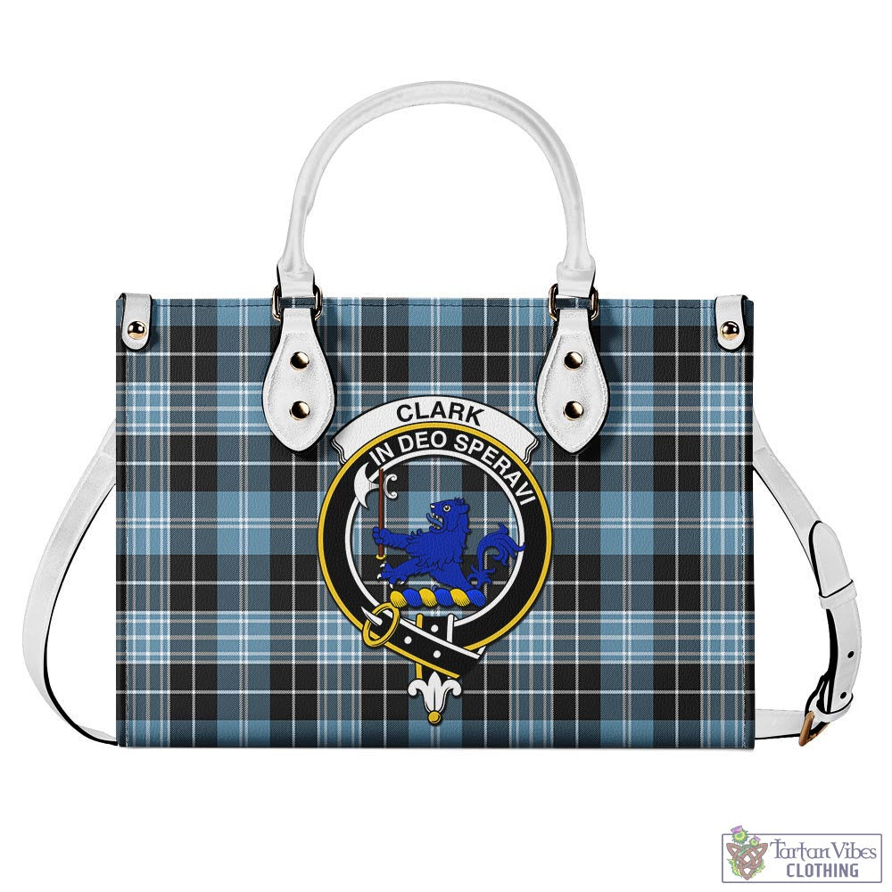 Tartan Vibes Clothing Clark (Lion) Ancient Tartan Luxury Leather Handbags with Family Crest