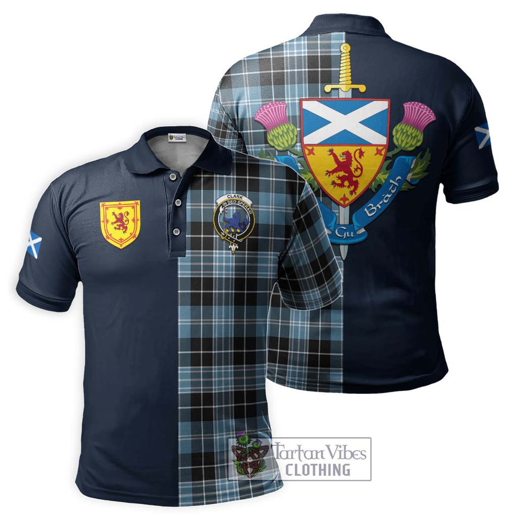 Tartan Vibes Clothing Clark (Lion) Ancient Tartan Polo Shirt with Scottish Lion Royal Arm Half Style